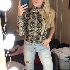 Snakeskin one shoulder top